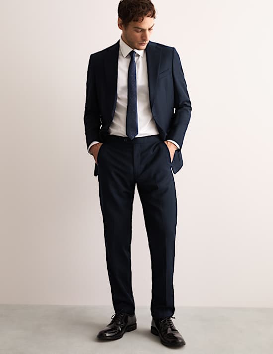 Tailored Fit Pure Wool Twill Suit Trousers
