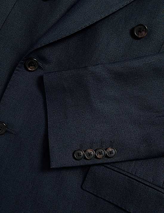 Tailored Fit Silk & Linen Blend Double Breasted Suit Jacket