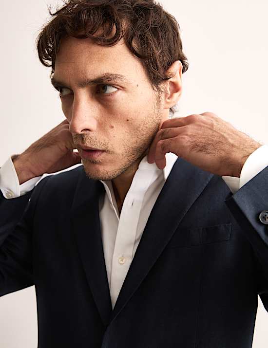 Tailored Fit Silk & Linen Blend Suit Jacket