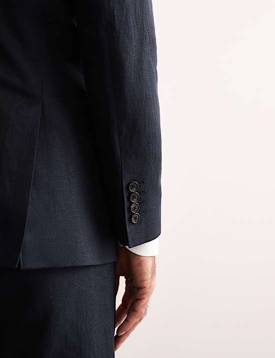 Tailored Fit Silk & Linen Blend Suit Jacket