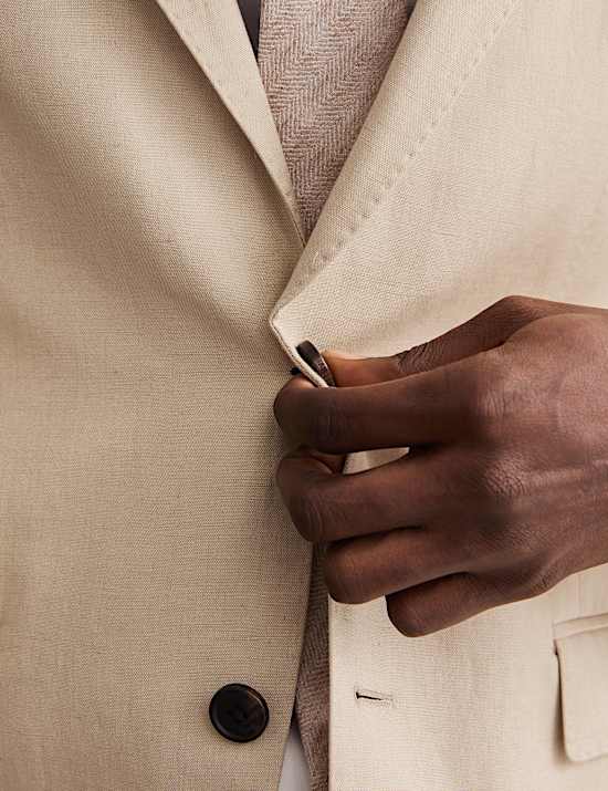 Tailored Fit Silk & Linen Blend Suit Jacket