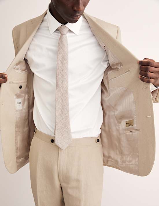 Tailored Fit Silk & Linen Blend Suit Jacket