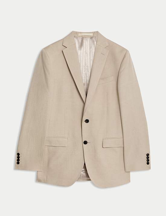 Tailored Fit Silk & Linen Blend Suit Jacket