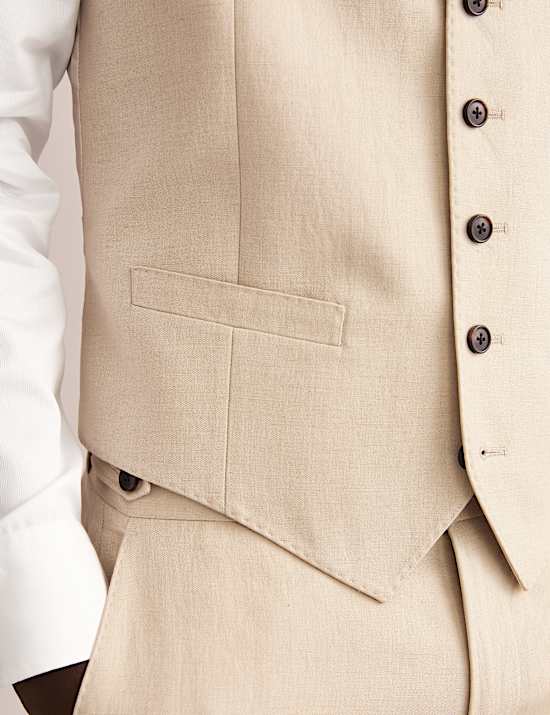 Tailored Fit Silk & Linen Blend Waistcoat