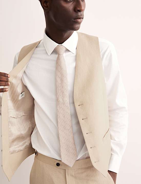 Tailored Fit Silk & Linen Blend Waistcoat