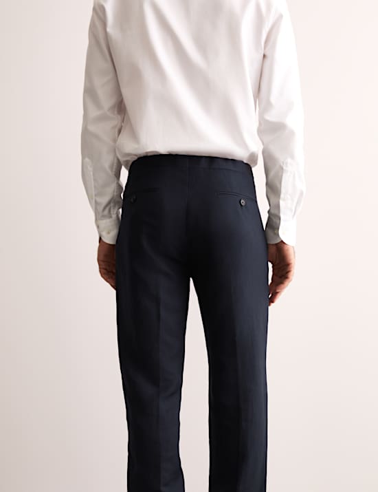 Tailored Fit Silk & Linen Blend Suit Trousers