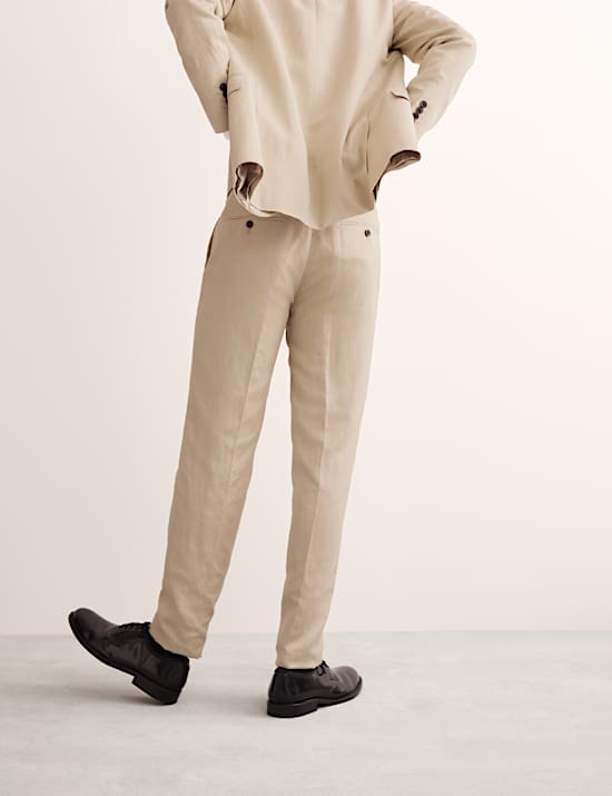 Tailored Fit Silk & Linen Blend Suit Trousers