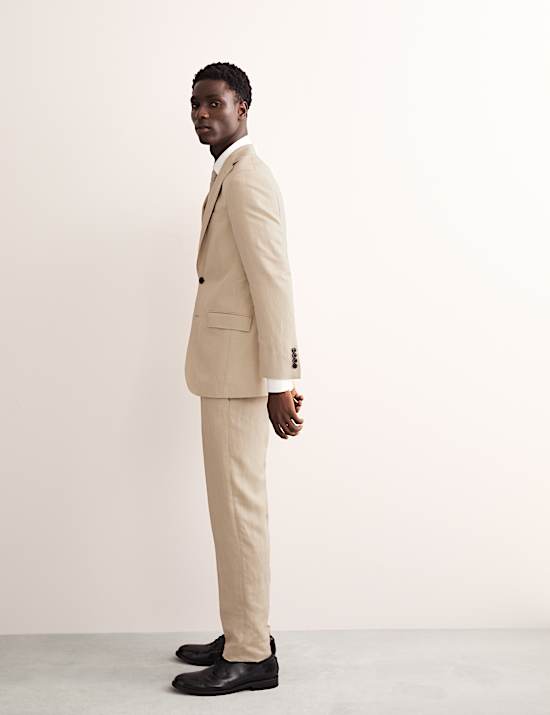Tailored Fit Silk & Linen Blend Suit Trousers