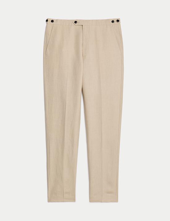 Tailored Fit Silk & Linen Blend Suit Trousers
