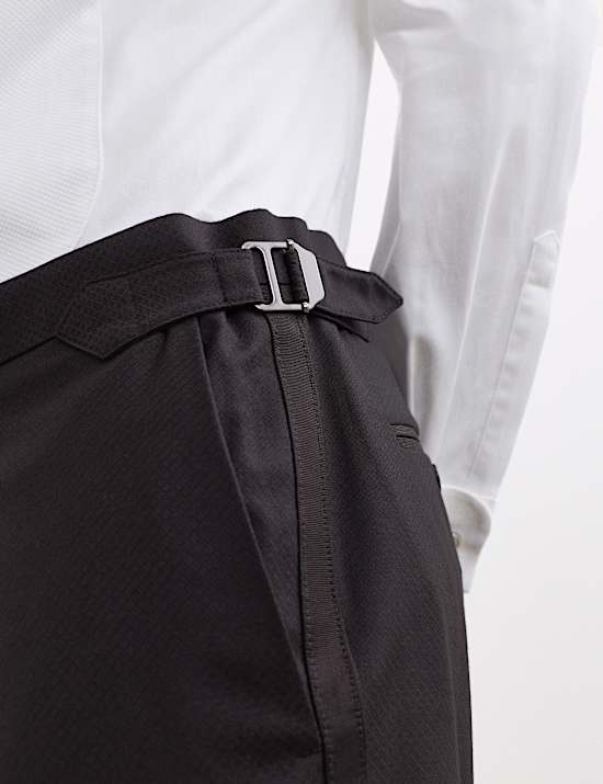 Pantalon de smocking coupe ajustée 100 % laine à fines rayures