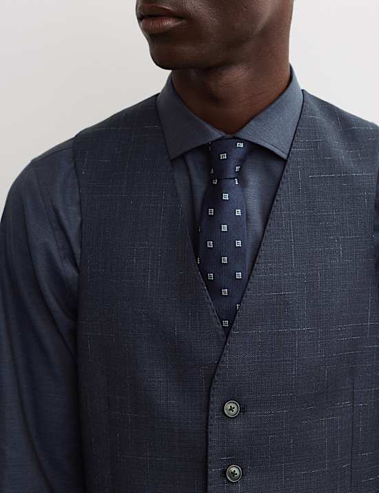 Tailored Fit Wool Rich Textured Waistcoat