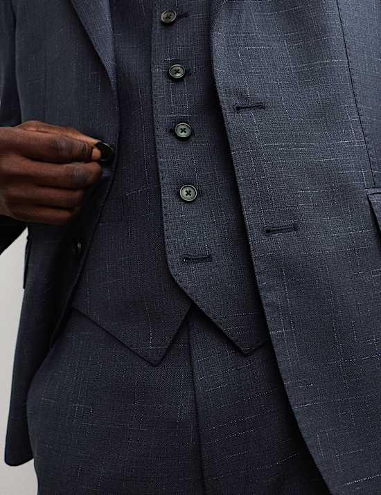 Tailored Fit Wool Rich Textured Waistcoat