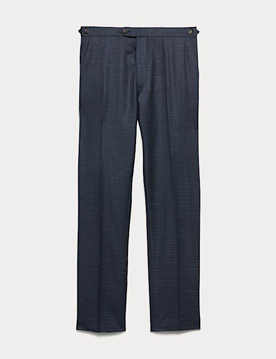 Tailored Fit Wool Rich Flat Front Trousers