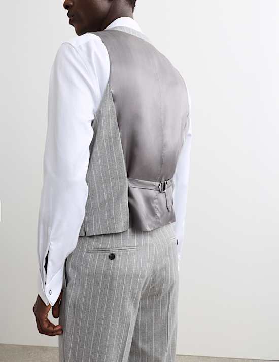 Wool Rich Chalk Stripe Double Breasted Waistcoat