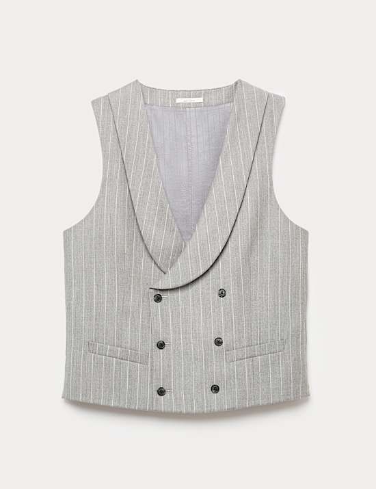 Wool Rich Chalk Stripe Double Breasted Waistcoat