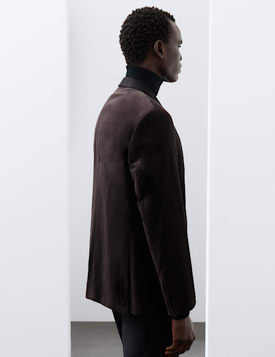 Blazer droit de soir&eacute;e &agrave; revers ch&acirc;le en velours 100 % coton