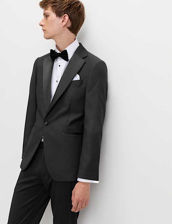 Tailored Fit Jacquard Tuxedo Jacket