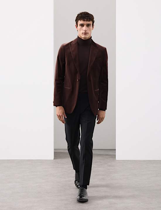 Tailored Fit Cotton Rich Velvet Blazer