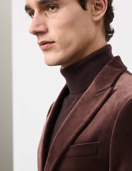 Tailored Fit Cotton Rich Velvet Blazer