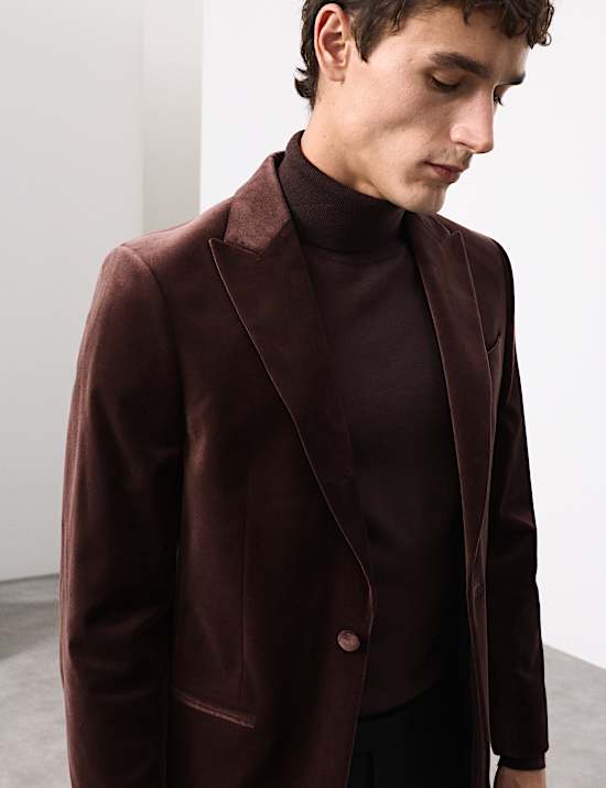 Tailored Fit Cotton Rich Velvet Blazer
