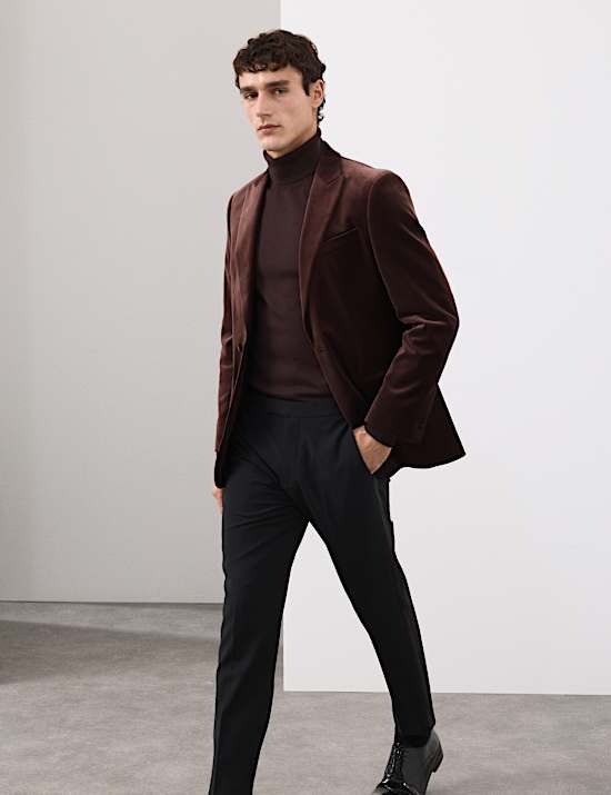 Tailored Fit Cotton Rich Velvet Blazer