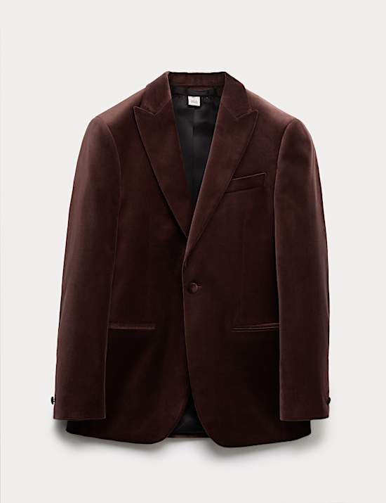 Tailored Fit Cotton Rich Velvet Blazer