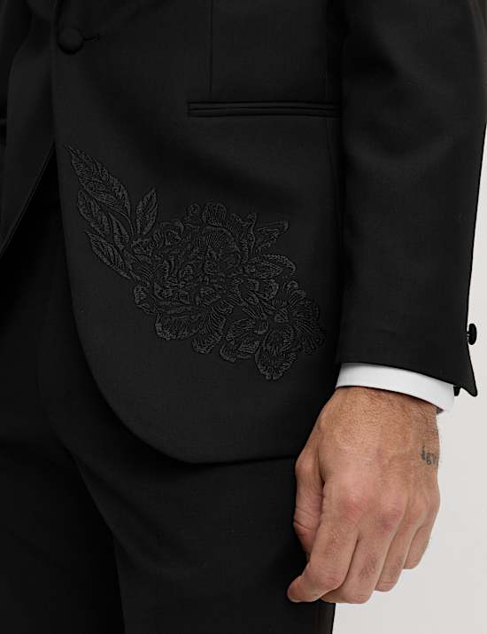 Tailored Fit Embroidered Stretch Blazer