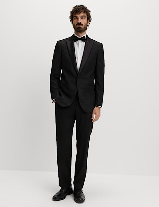 Tailored Fit Embroidered Stretch Blazer