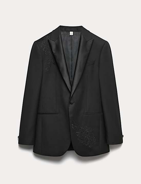 Tailored Fit Embroidered Stretch Blazer