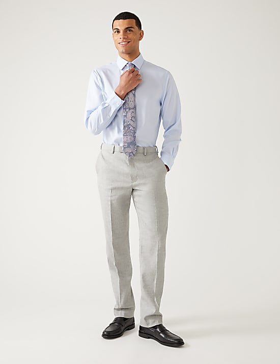 Tailored Fit Italian Linen Miracle&trade; Suit Trousers