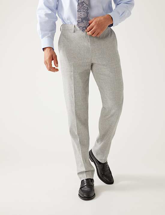 Tailored Fit Italian Linen Miracle&trade; Suit Trousers