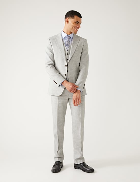 Tailored Fit Italian Linen Miracle&trade; Suit Trousers