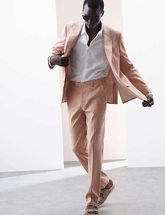 Tailored Fit Italian Performance Linen Blend Suit Jacket