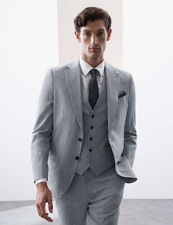 Tailored Fit Italian Performance Linen Blend Suit Jacket