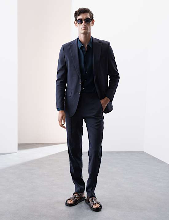 Gedefinieerd performance-colbert van een Italiaanse linnenmix