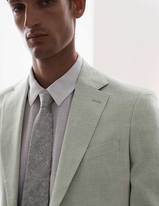 Tailored Fit Italian Performance Linen Blend Suit Jacket
