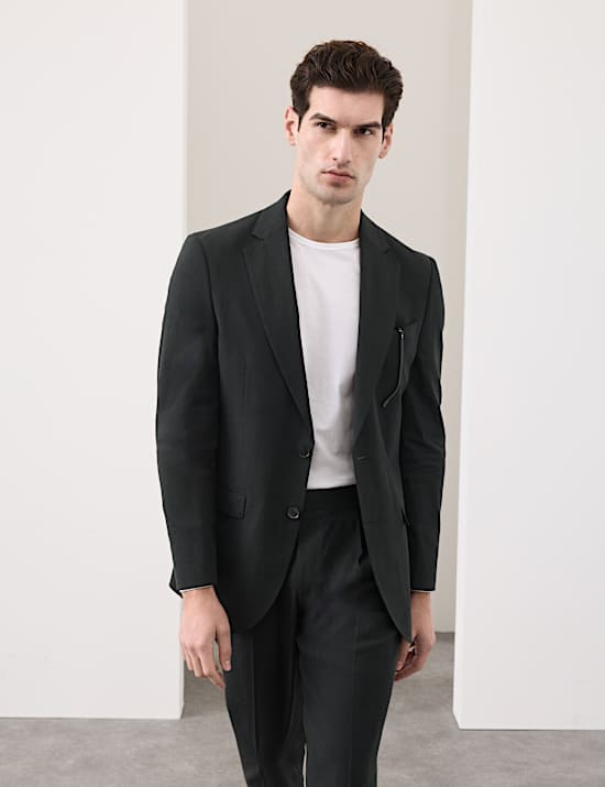 Tailored Fit Italian Performance Linen Blend Suit Jacket