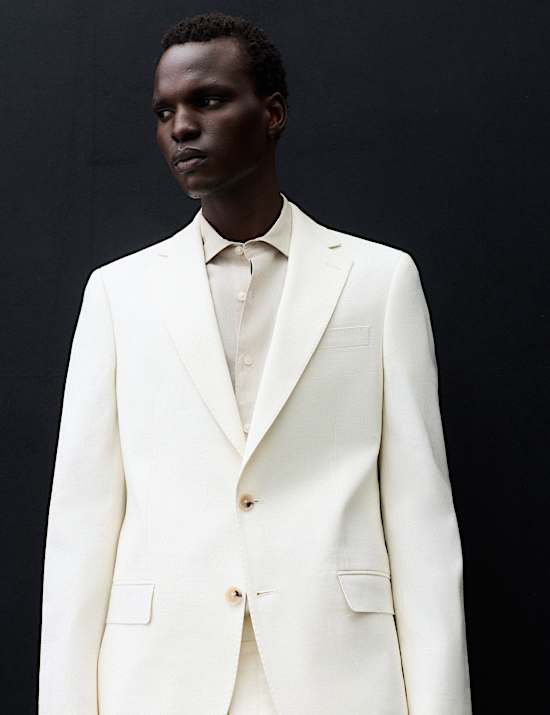 Tailored Fit Italian Performance Linen Blend Suit Jacket