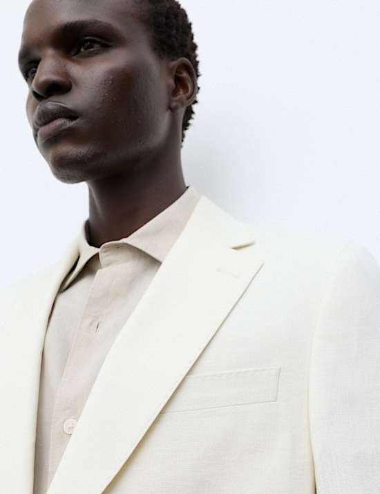 Tailored Fit Italian Performance Linen Blend Suit Jacket