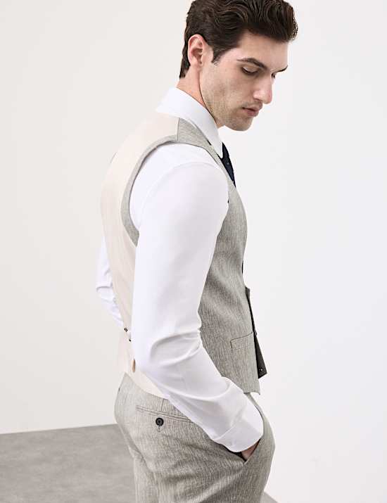 Italian Performance Linen Blend Double Breasted Waistcoat