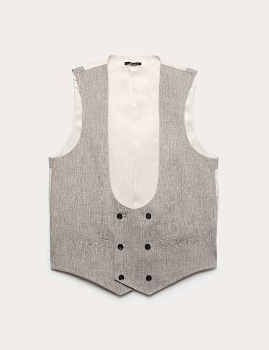 Italian Performance Linen Blend Double Breasted Waistcoat
