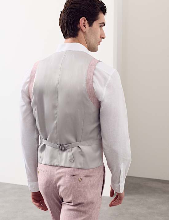 Performance gilet van Italiaanse linnenmix met dubbele rij knopen