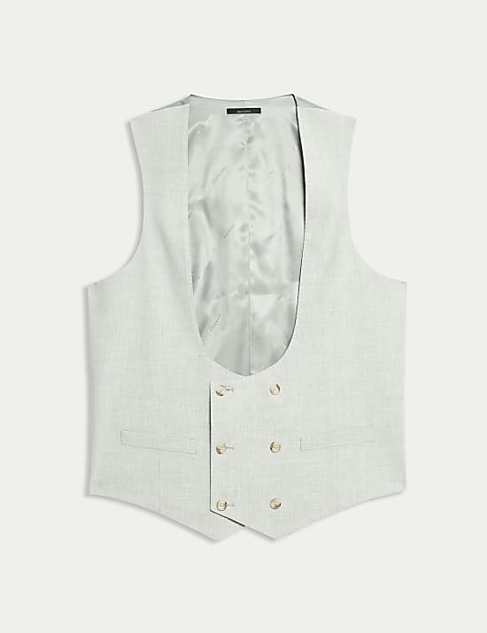 מקטורן איטלקי בסגנון ספורטיבי מתערובת פשתן עם רכיסת כפתורים כפולה