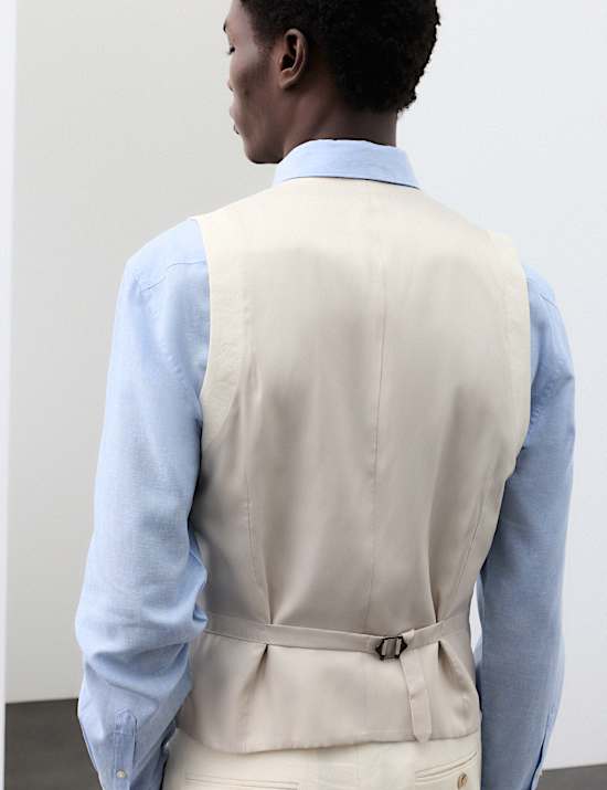 Italian Performance Linen Blend Double Breasted Waistcoat