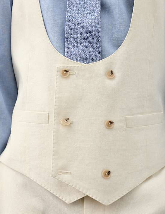 Italian Performance Linen Blend Double Breasted Waistcoat