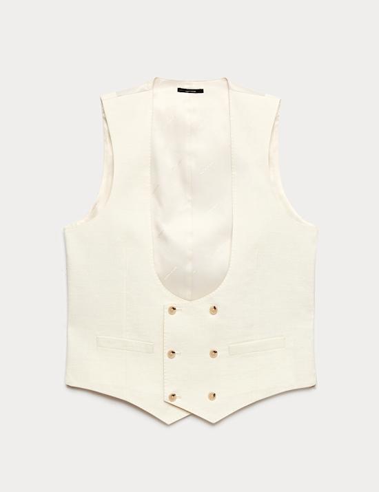 Italian Performance Linen Blend Double Breasted Waistcoat