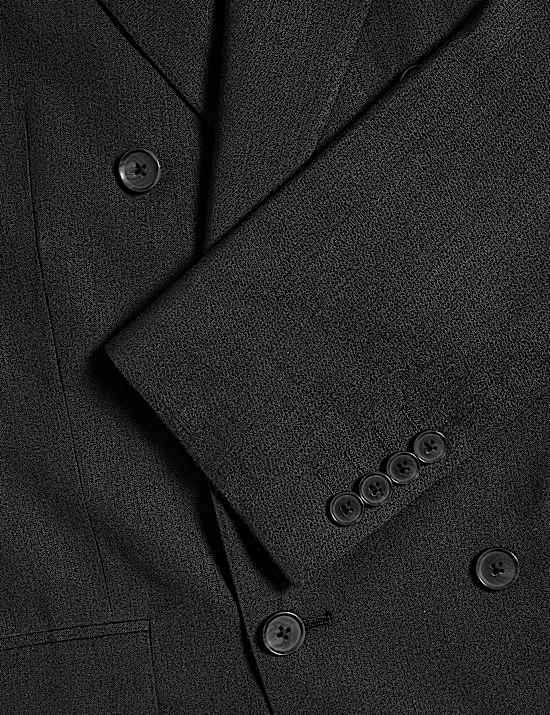 Tailored Fit Italian Performance Linen Blend Double Breasted Suit Jacket
