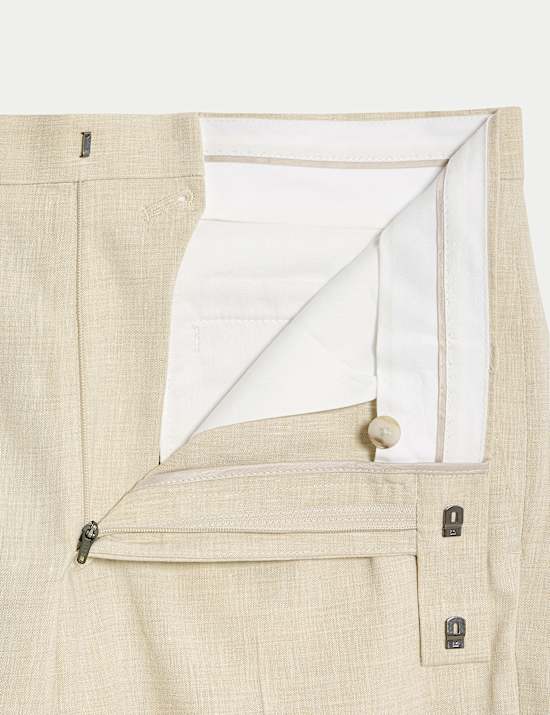 Tailored Fit Italian Performance Linen Blend Suit Shorts