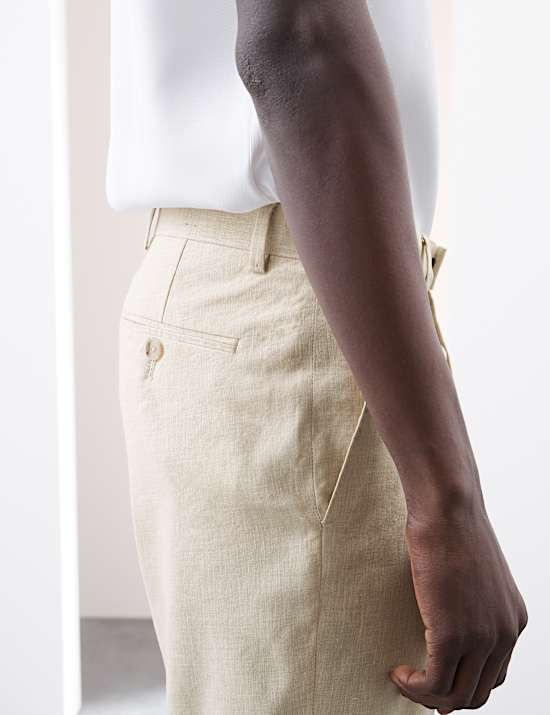 Tailored Fit Italian Performance Linen Blend Suit Shorts