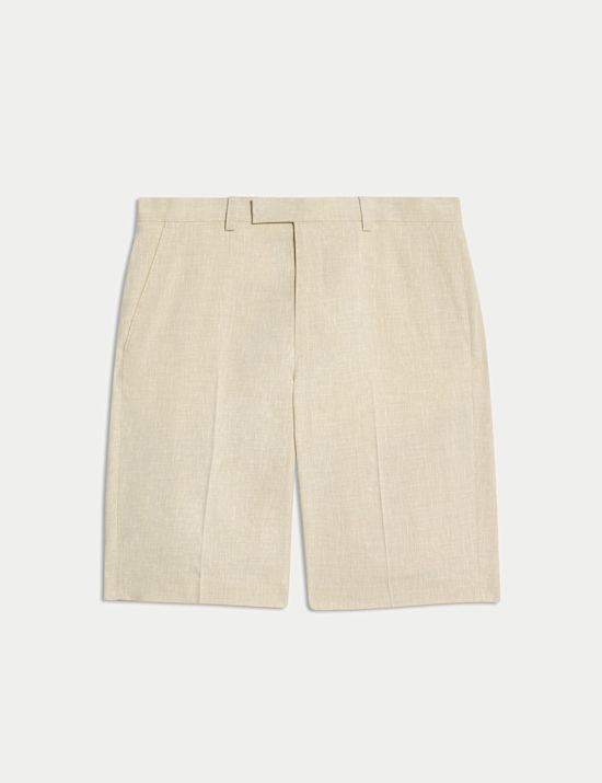 Tailored Fit Italian Performance Linen Blend Suit Shorts